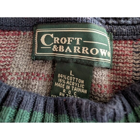 Vintage Croft & Barrow Plaid Sweater L Cotton/Acrylic Blend - Picture 4 of 6